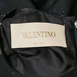 Valentino Black Cosmo Print Wool Blend Mini Dress M