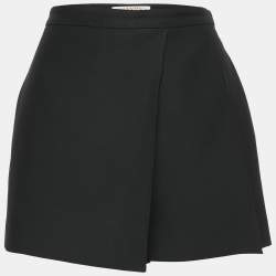 Valentino Black Wool Blend Pleated Shorts S