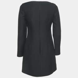 Valentino Black Wool Blend Neck Detail Mini Dress S