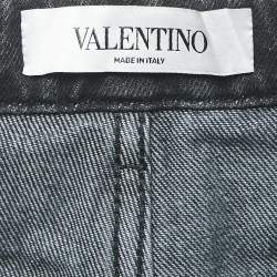 Valentino Charcoal Black Denim Wide-Leg Jeans S Waist 27"