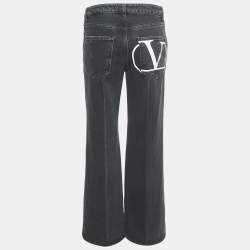 Valentino Charcoal Black Denim Wide-Leg Jeans S Waist 27"