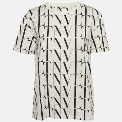 Valentino White/Black VLTN Print Jersey Crewneck T-Shirt M