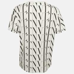 Valentino White/Black VLTN Print Jersey Crewneck T-Shirt M