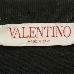 Pre Owned Valentino Black Logo Embossed Jersey Crewneck T-Shirt M