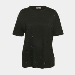 Valentino Black Jersey Rockstud Embellished T-Shirt L