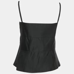 Valentino Black Silk Sweetheart Neck Sleeveless Top L
