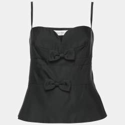 Valentino Black Silk Sweetheart Neck Sleeveless Top L
