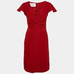 Valentino Red Crepe Cap Sleeve Short Dress S