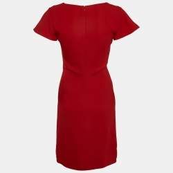 Valentino Red Crepe Cap Sleeve Short Dress S