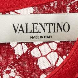 Valentino Red Butterfly Applique Lace Sheer Top S