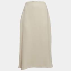 Valentino Cream Silk Midi Skirt M