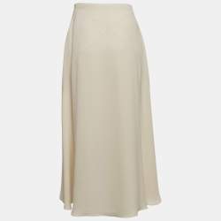 Valentino Cream Silk Midi Skirt M
