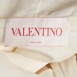 Valentino White Silk and Wool Blend Embellished Lace Detail Mini Dress M