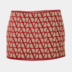 Valentino Red Monogram Jacquard Skorts S