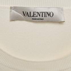 Pre Owned Valentino White Knit Frill Sleeve Jumper L