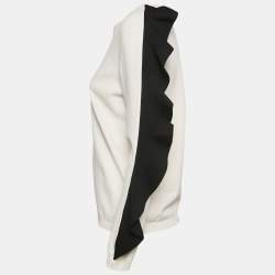 Pre Owned Valentino White Knit Frill Sleeve Jumper L