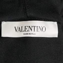 Pre Owned Valentino Black VLTN Print Cotton Hoodie Dress S