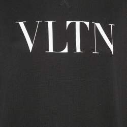 Pre Owned Valentino Black VLTN Print Cotton Hoodie Dress S
