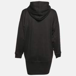 Pre Owned Valentino Black VLTN Print Cotton Hoodie Dress S