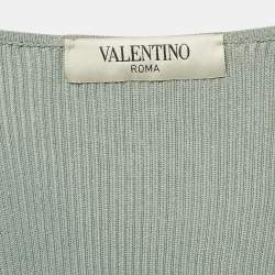 Valentino Blue Jersey Ruffled Button Front Cardigan M