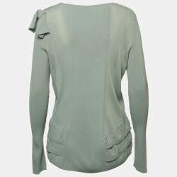 Valentino Blue Jersey Ruffled Button Front Cardigan M