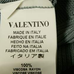 Valentino Blue Jersey Ruffled Button Front Cardigan M