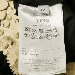 Valentino Black Wool Blend Leather Applique Detail Jumpsuit M 