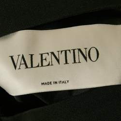 Valentino Black Wool Blend Leather Applique Detail Jumpsuit M 