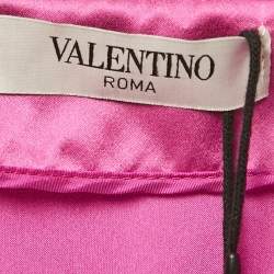 Valentino Pink Silk Draped Long Skirt XL
