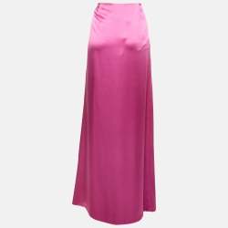 Valentino Pink Silk Draped Long Skirt XL
