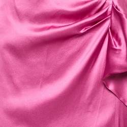 Valentino Pink Silk Draped Long Skirt XL