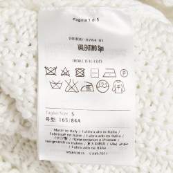 Pre Owned Valentino White Crochet Cotton Knit Long Sleeve Sweater S