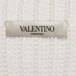 Pre Owned Valentino White Crochet Cotton Knit Long Sleeve Sweater S