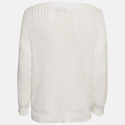 Pre Owned Valentino White Crochet Cotton Knit Long Sleeve Sweater S
