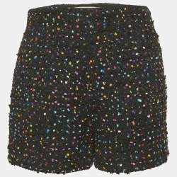 Valentino Black Speckled Tweed Shorts S