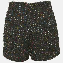 Valentino Black Speckled Tweed Shorts S
