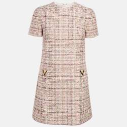 Valentino White/Pink Metallic Tweed Mini Dress S