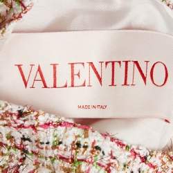 Valentino White/Pink Metallic Tweed Mini Dress S
