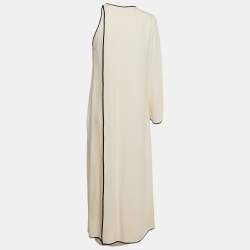 Pre Owned Valentino Cream Silk Asymmetric Long Dress M
