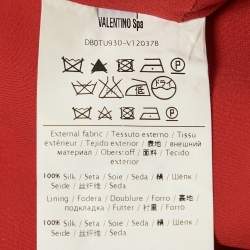 Pre Owned Valentino Red Silk Long Sleeve Jumpsuit L