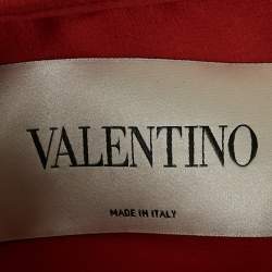 Pre Owned Valentino Red Silk Long Sleeve Jumpsuit L