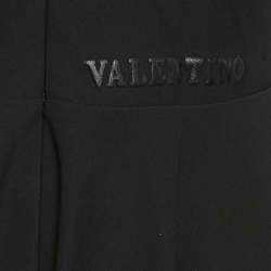 Pre Owned Valentino Black Jersey Floral Applique Mini Dress M