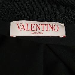 Pre Owned Valentino Black Jersey Floral Applique Mini Dress M