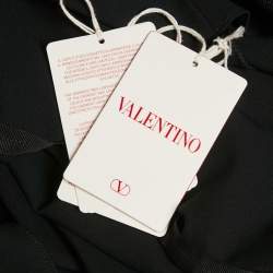 Pre Owned Valentino Black Jersey Floral Applique Mini Dress M