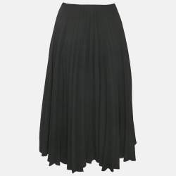 Valentino Black Crepe Pleated Midi Skirt M