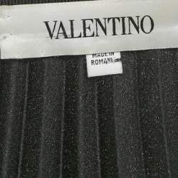 Valentino Black Crepe Pleated Midi Skirt M