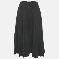 Valentino Black Crepe Pleated Midi Skirt M