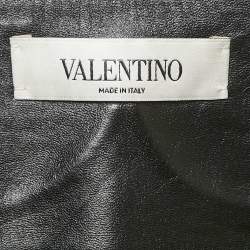Valentino Black Rockstud Leather Mini Skirt S