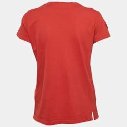 Valentino Red Cotton Butterfly Appliqued T-Shirt S 