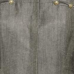 Valentino Grey Linen and Wool Blend Mid-Length Coat M